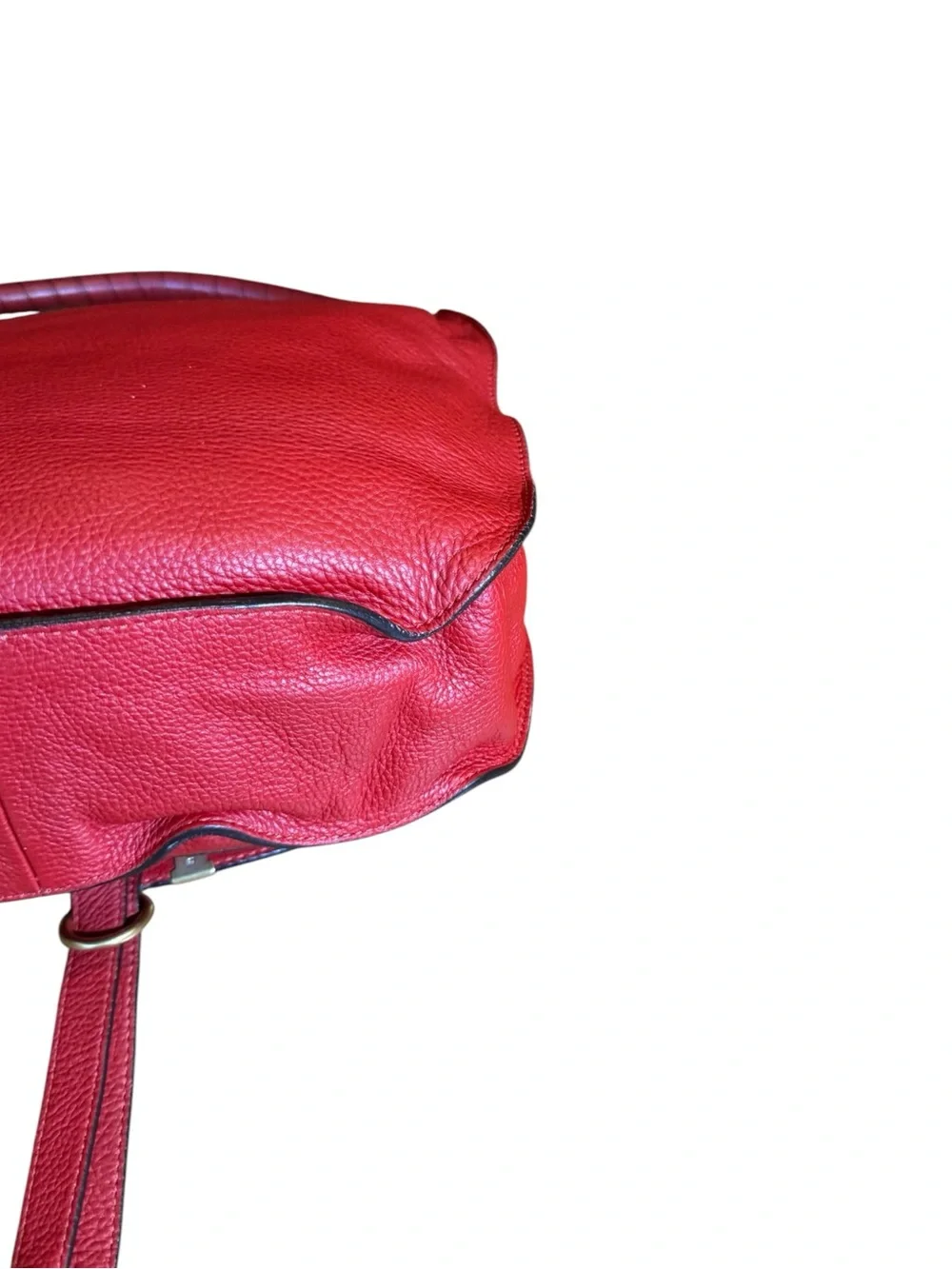 Chloe Red Leather Marcie Saddle Hobo Bag Auth